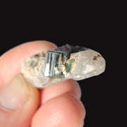 Black & Green Tourmaline on elestial Smoky Quartz crystal with Calcite from Afghanistan 67.3ct 13.4g Rocks and Things