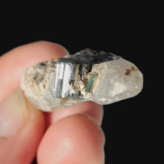 Black & Green Tourmaline on elestial Smoky Quartz crystal with Calcite from Afghanistan 67.3ct 13.4g Rocks and Things