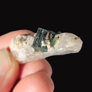 Black & Green Tourmaline on elestial Smoky Quartz crystal with Calcite from Afghanistan 67.3ct 13.4g Rocks and Things