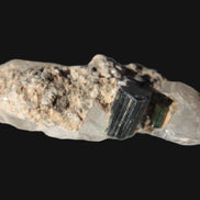 Black & Green Tourmaline on elestial Smoky Quartz crystal with Calcite from Afghanistan 67.3ct 13.4g Rocks and Things