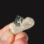 Black & Green Tourmaline on elestial Smoky Quartz crystal with Calcite from Afghanistan 67.3ct 13.4g Rocks and Things