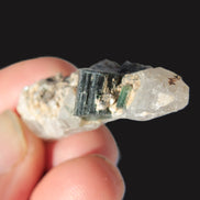 Black & Green Tourmaline on elestial Smoky Quartz crystal with Calcite from Afghanistan 67.3ct 13.4g Rocks and Things