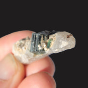 Black & Green Tourmaline on elestial Smoky Quartz crystal with Calcite from Afghanistan 67.3ct 13.4g Rocks and Things