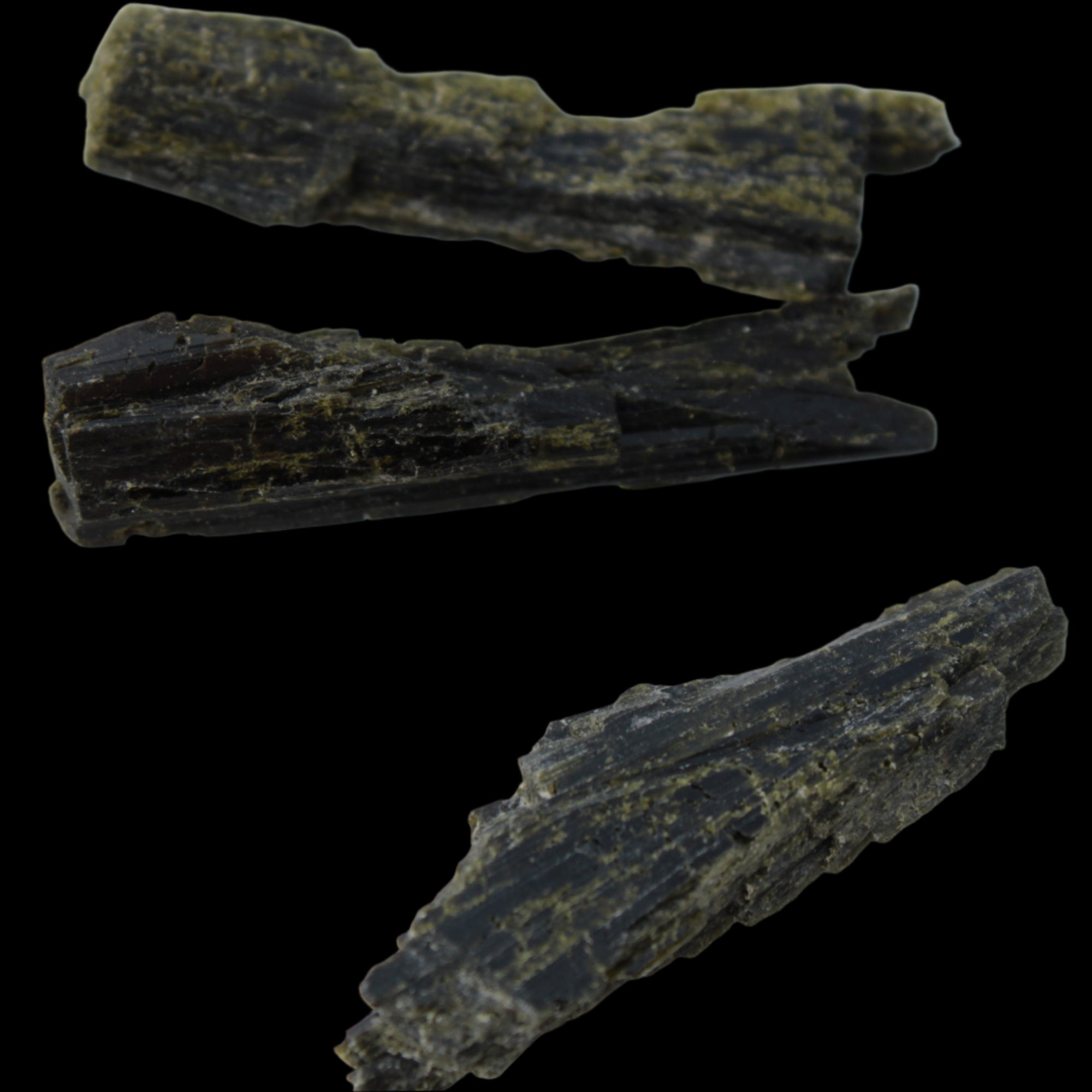 Epidote 3 crystals 38mm 47.1ct 9.4g in sunlight - Rocks and Things Store