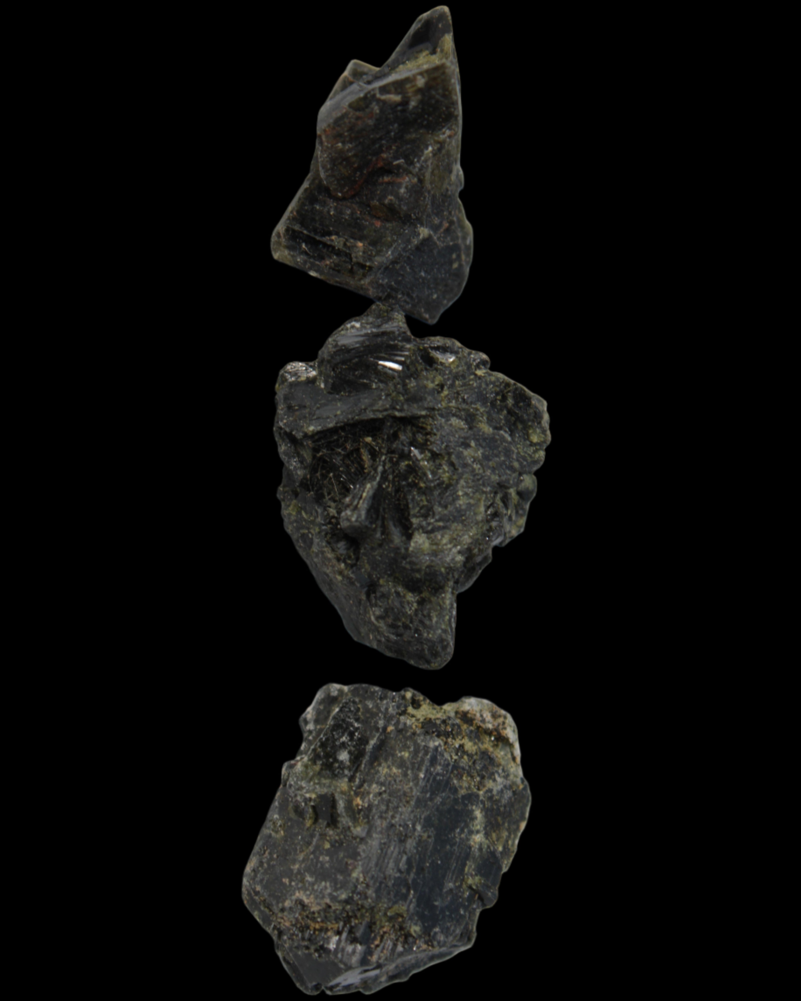 Epidote 3 clusters 87.3ct 17.4g in sunlight - Rocks and Things Store