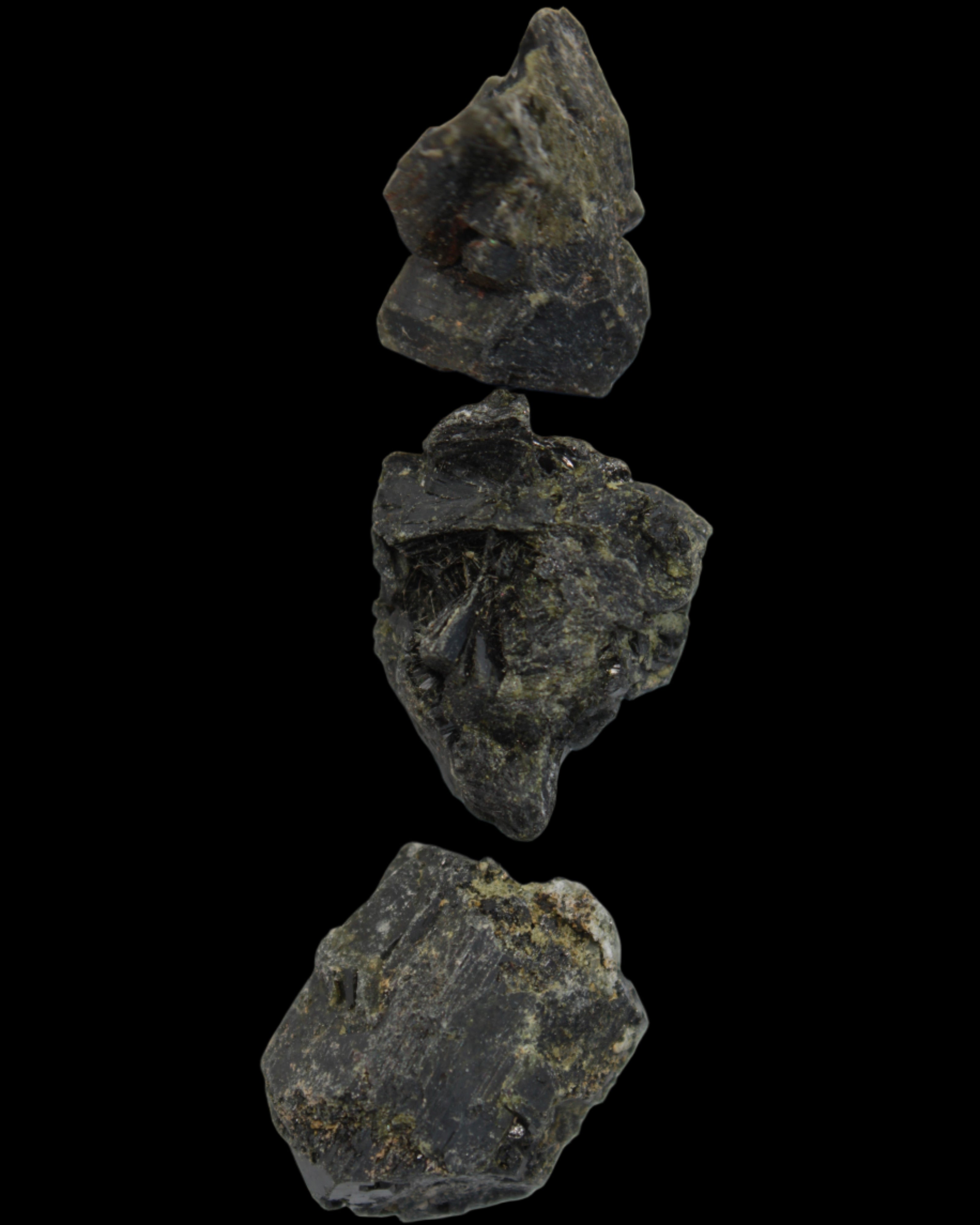 Epidote 3 clusters 87.3ct 17.4g in sunlight - Rocks and Things Store