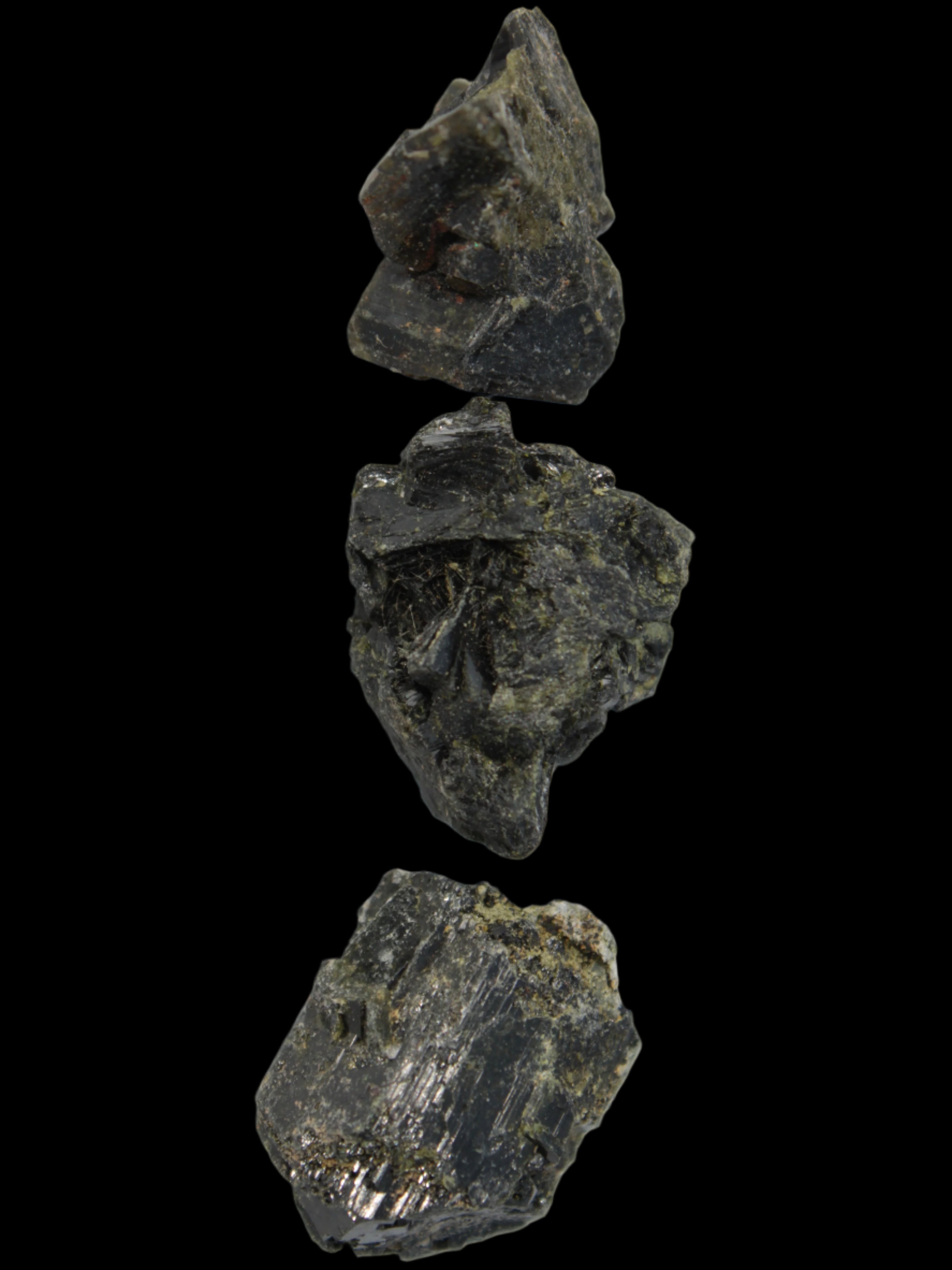 Epidote 3 clusters 87.3ct 17.4g in sunlight - Rocks and Things Store