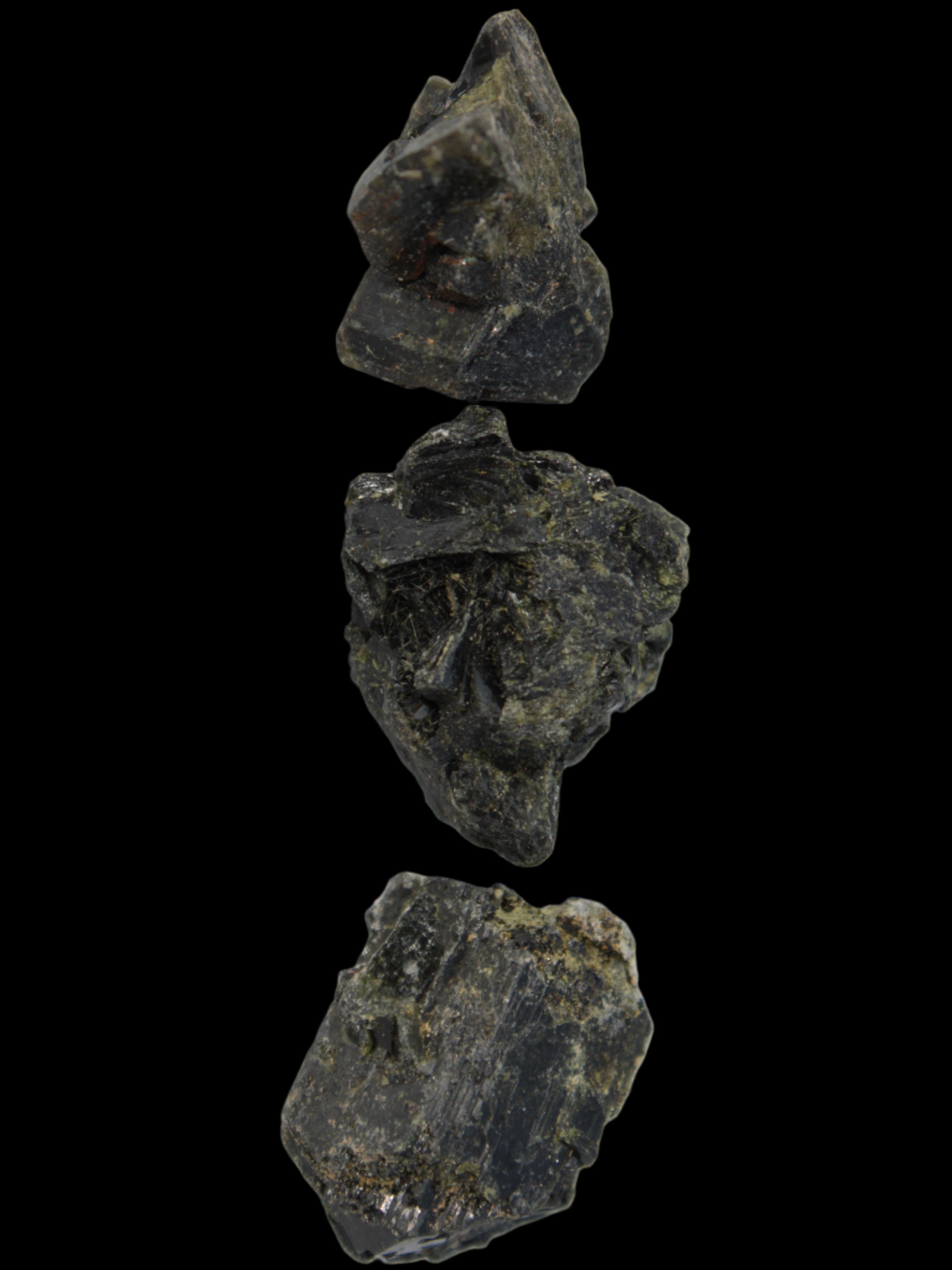 Epidote 3 clusters 87.3ct 17.4g in sunlight - Rocks and Things Store