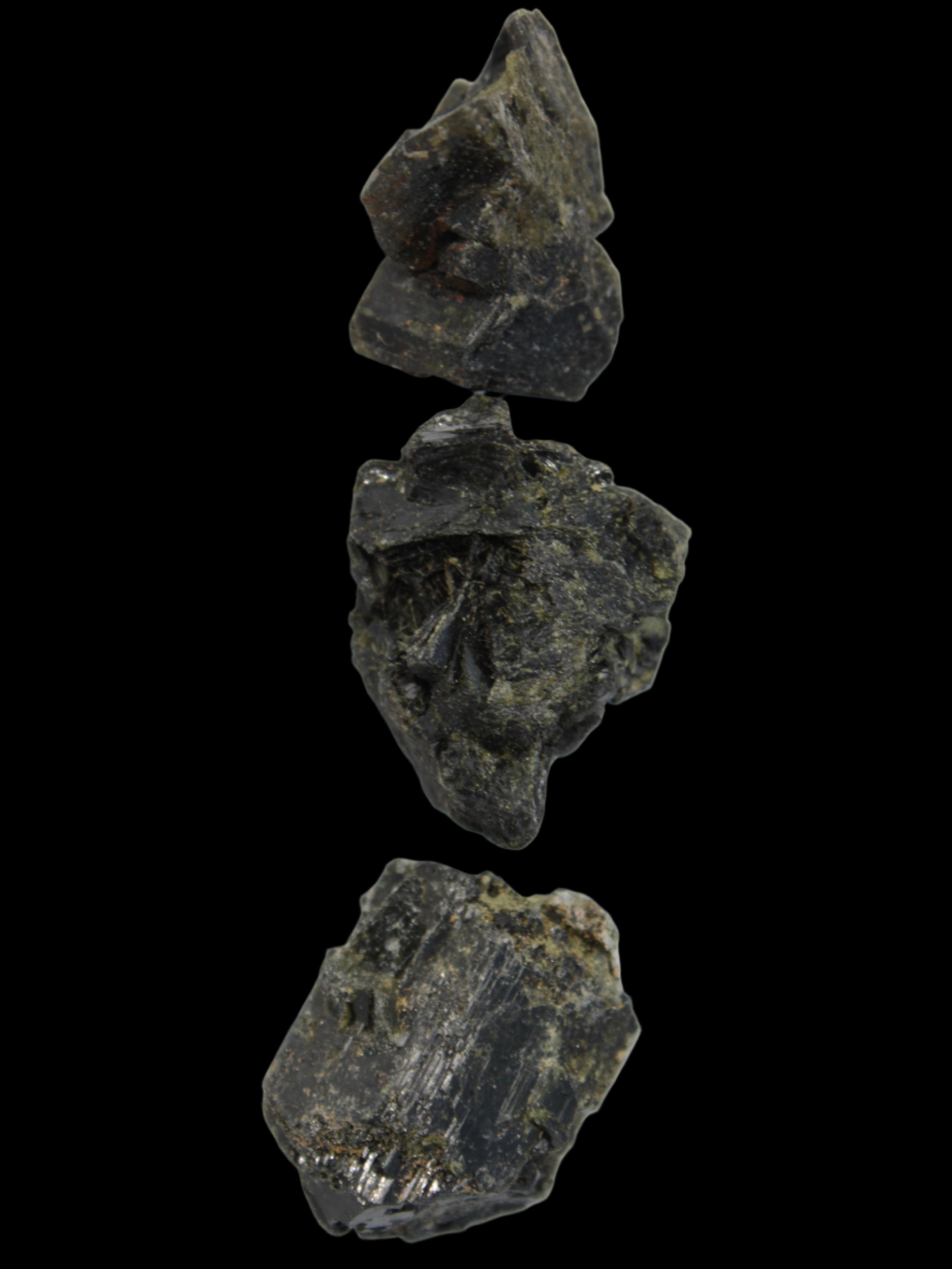 Epidote 3 clusters 87.3ct 17.4g in sunlight - Rocks and Things Store