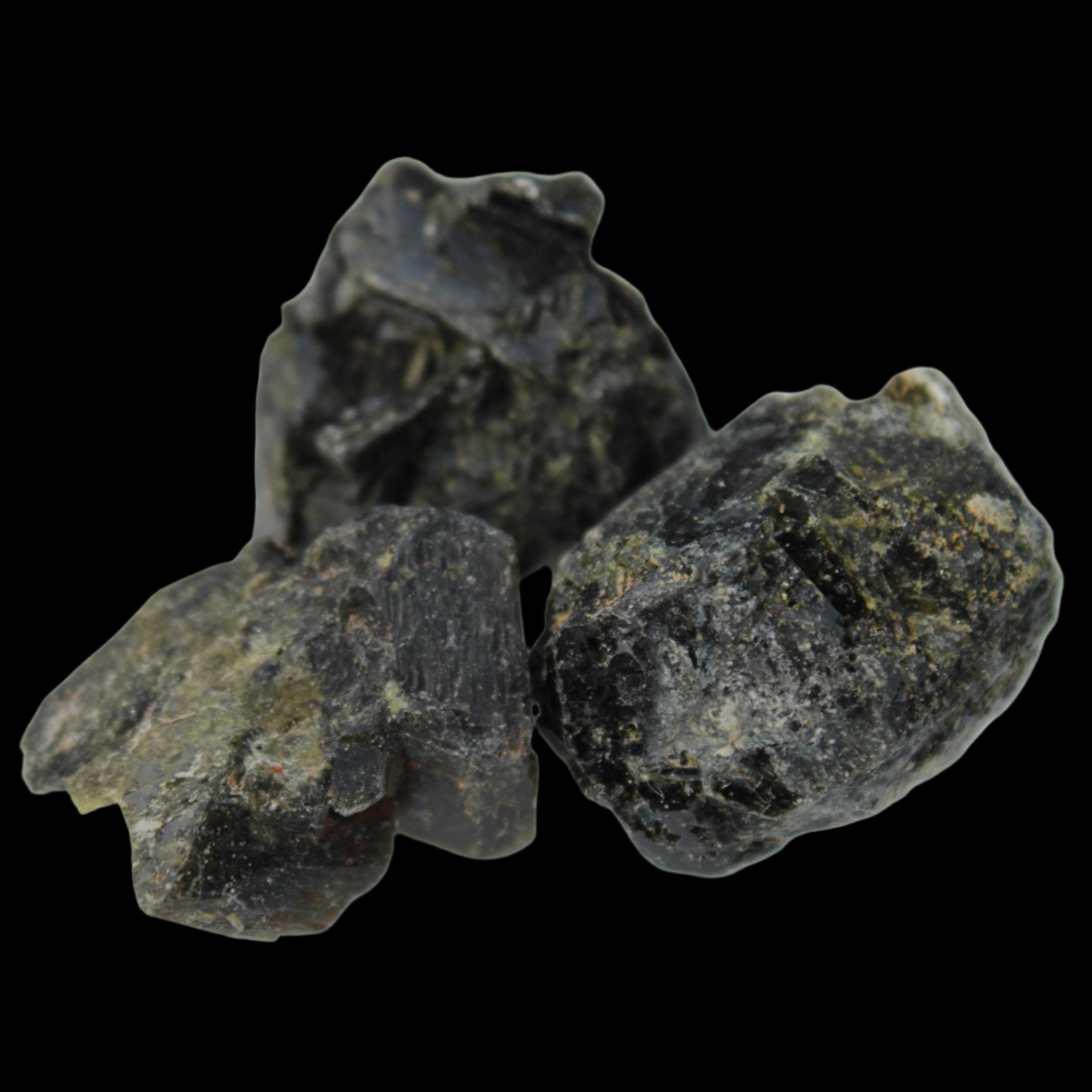 Epidote 3 clusters 87.3ct 17.4g in sunlight - Rocks and Things Store
