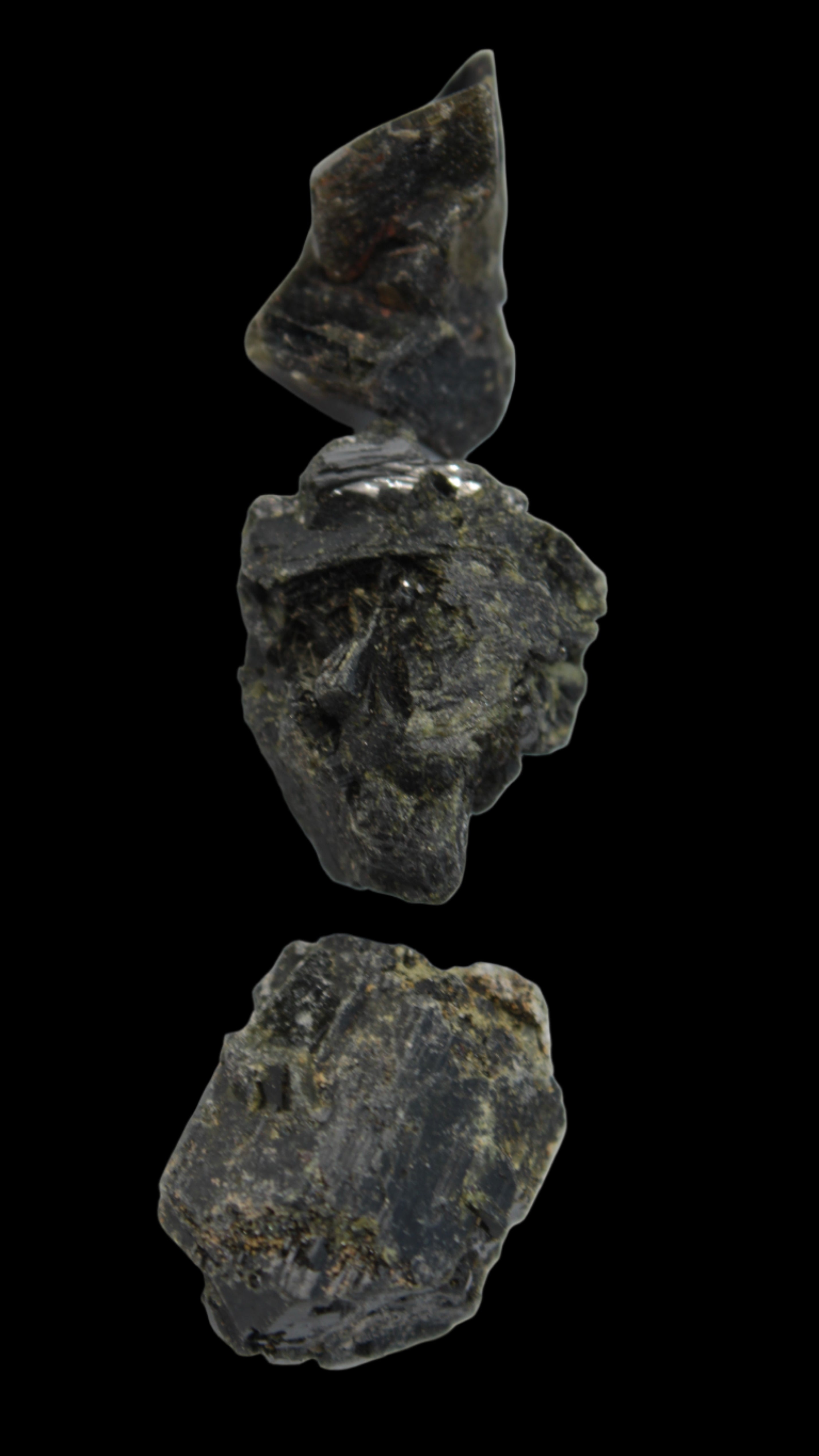 Epidote 3 clusters 87.3ct 17.4g in sunlight - Rocks and Things Store