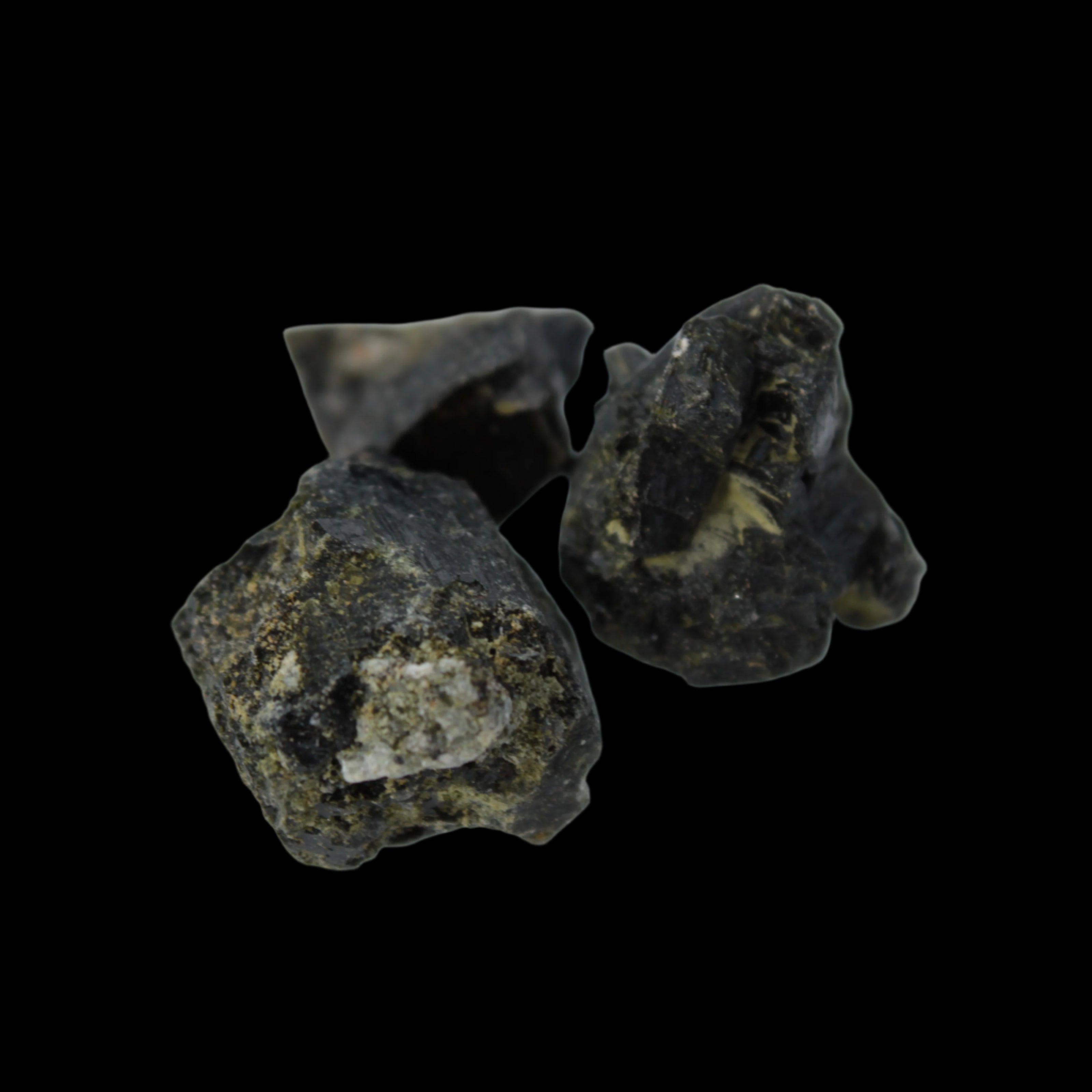 Epidote 3 clusters 87.3ct 17.4g in sunlight - Rocks and Things Store