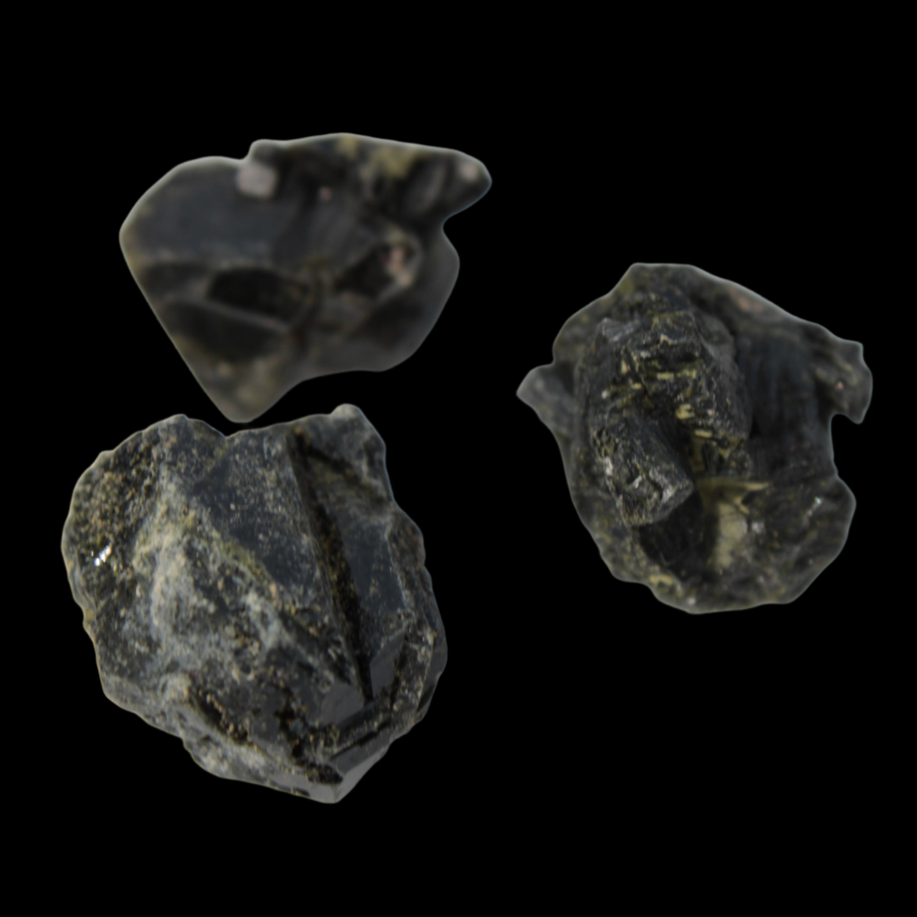 Epidote 3 clusters 87.3ct 17.4g in sunlight - Rocks and Things Store