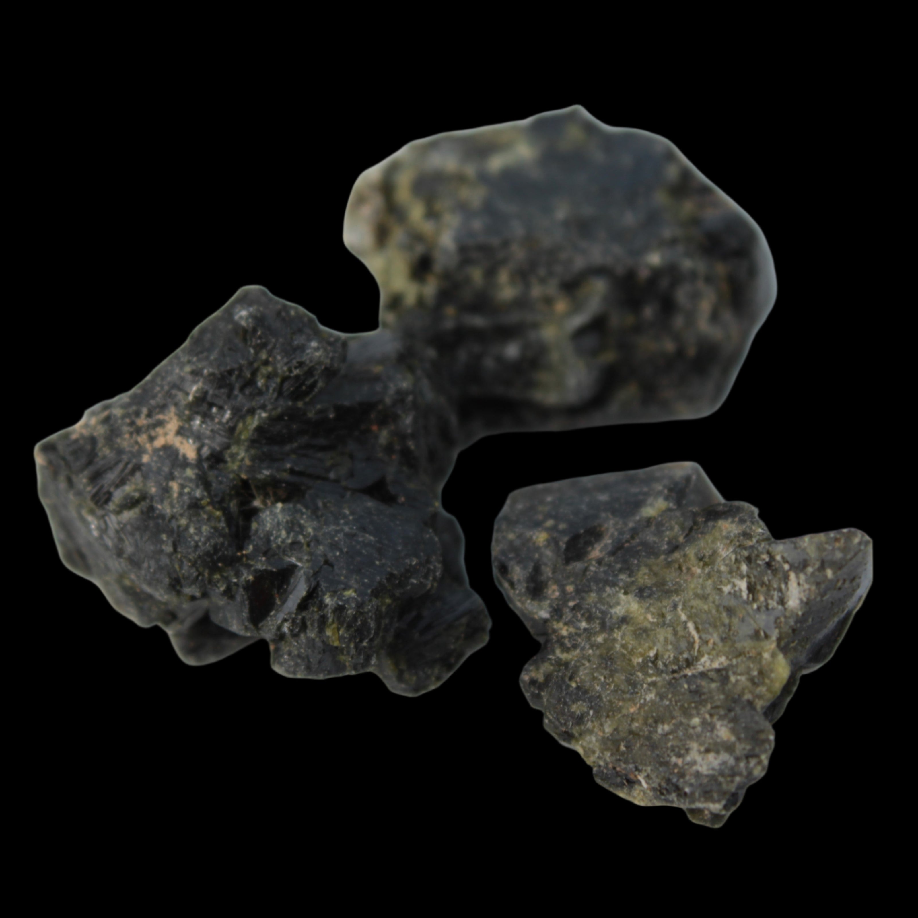 Epidote 3 clusters 87.3ct 17.4g in sunlight - Rocks and Things Store