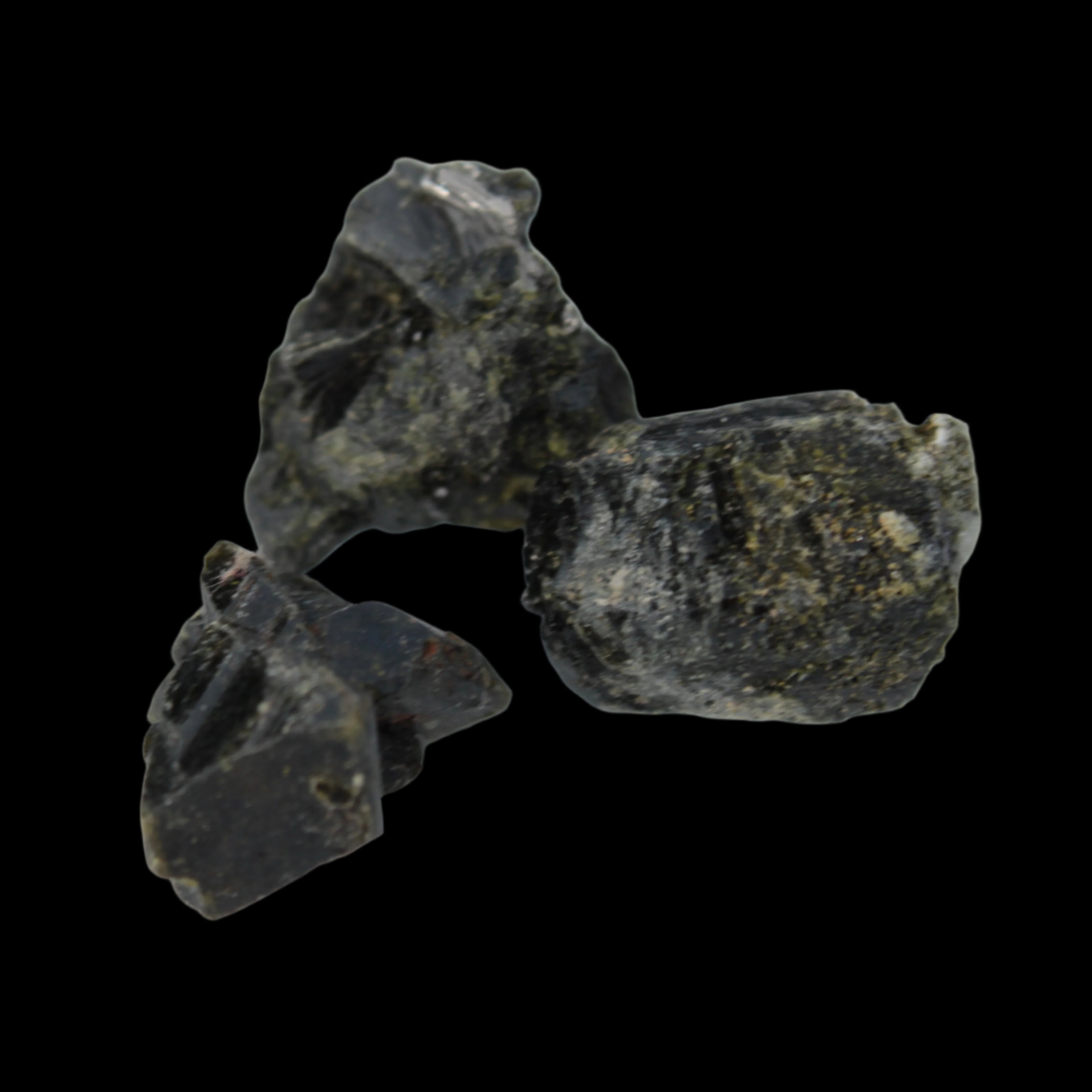 Epidote 3 clusters 87.3ct 17.4g in sunlight - Rocks and Things Store