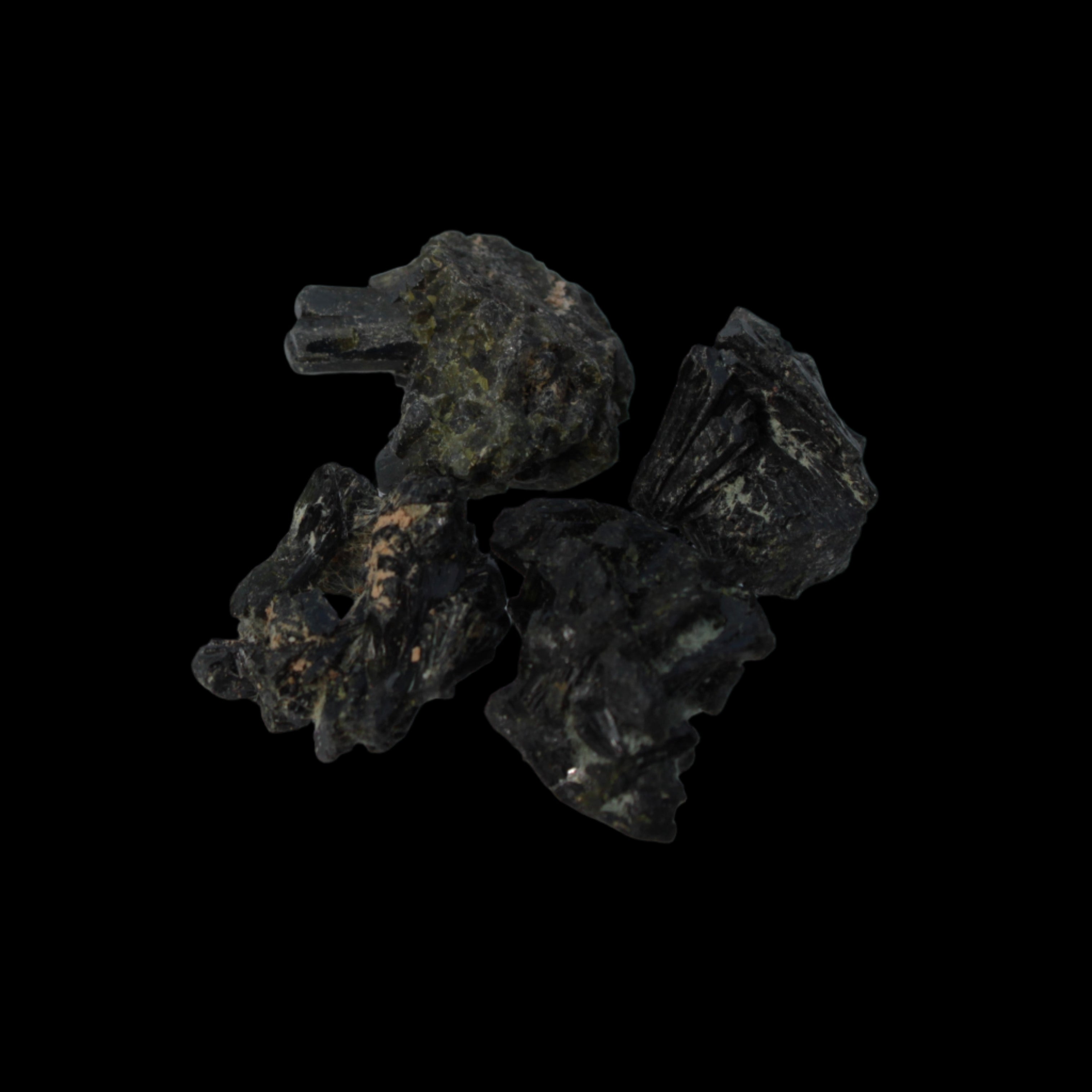Epidote 4 clusters 44.9ct 9g in dull sunlight - Rocks and Things Store