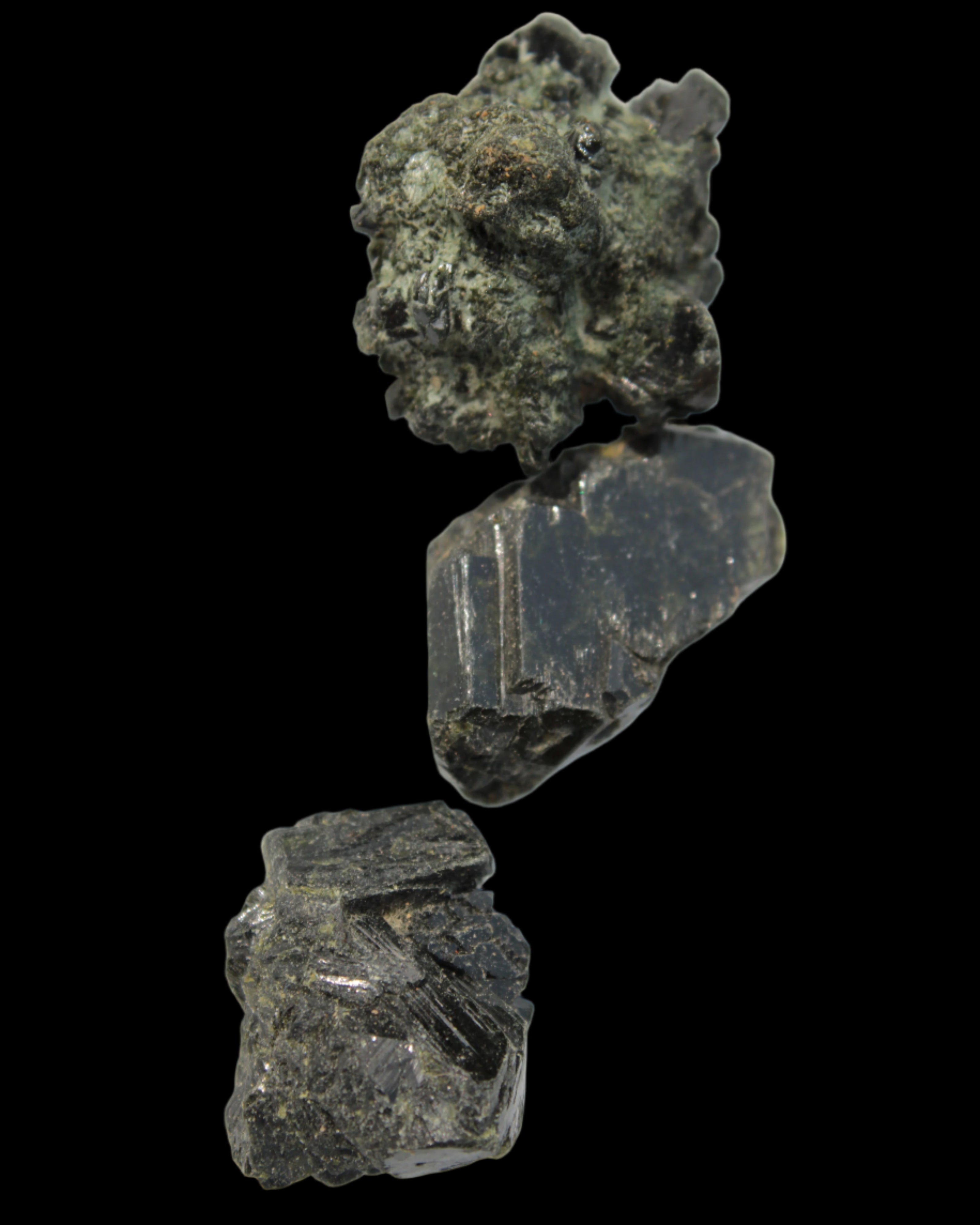 Epidote 3 clusters 123ct 24.7g in sunlight -  Rocks and Things Store