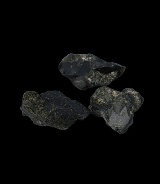 Epidote 3 clusters 69ct 13.8g in dull sunlight - Rocks and Things Store