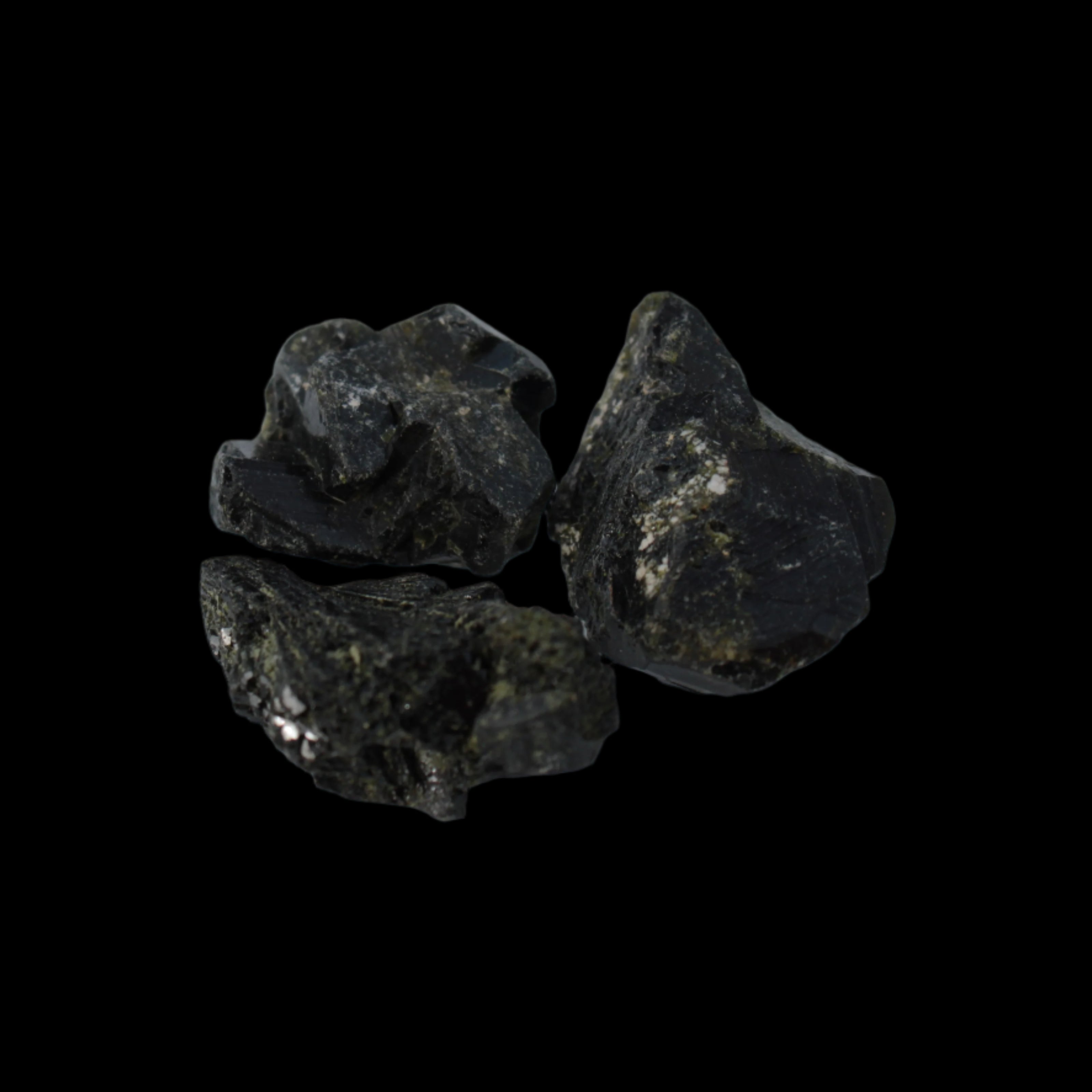 Epidote 3 clusters 69ct 13.8g in dull sunlight - Rocks and Things Store