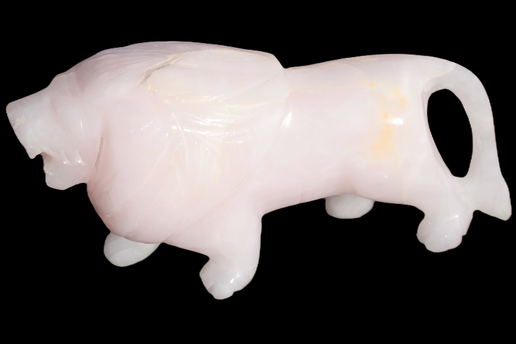 Mangano Calcite hand-carved lion 1189g Rocks and Things