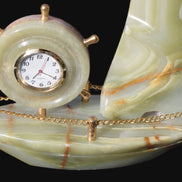 Afghan Jade hand-carved sailing ship with trim and clock 200*60*215mm 1040g Rocks and Things