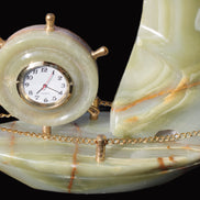 Afghan Jade hand-carved sailing ship with trim and clock 200*60*215mm 1040g Rocks and Things