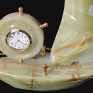Afghan Jade hand-carved sailing ship with trim and clock 200*60*215mm 1040g Rocks and Things
