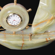 Afghan Jade hand-carved sailing ship with trim and clock 200*60*215mm 1040g Rocks and Things