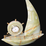 Afghan Jade hand-carved sailing ship with trim and clock 200*60*215mm 1040g Rocks and Things