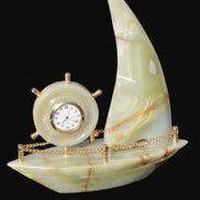 Afghan Jade hand-carved sailing ship with trim and clock 200*60*215mm 1040g Rocks and Things