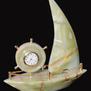 Afghan Jade hand-carved sailing ship with trim and clock 200*60*215mm 1040g Rocks and Things