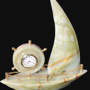 Afghan Jade hand-carved sailing ship with trim and clock 200*60*215mm 1040g Rocks and Things