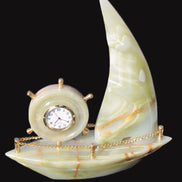 Afghan Jade hand-carved sailing ship with trim and clock 200*60*215mm 1040g Rocks and Things