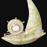 Afghan Jade hand-carved sailing ship with trim and clock 200*60*215mm 1040g Rocks and Things