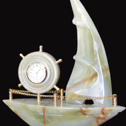 Afghan Jade hand-carved sailing ship with trim and clock 200*60*215mm 1040g Rocks and Things