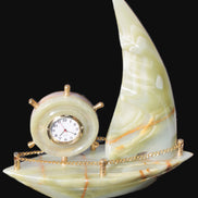 Afghan Jade hand-carved sailing ship with trim and clock 200*60*215mm 1040g Rocks and Things