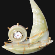 Afghan Jade hand-carved sailing ship with trim and clock 200*60*215mm 1040g Rocks and Things
