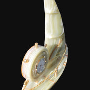 Afghan Jade hand-carved sailing ship with trim and clock 200*60*215mm 1040g Rocks and Things