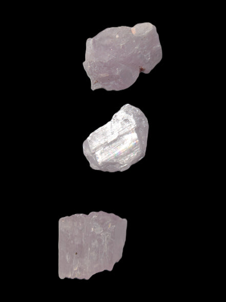 Pink/Lilac Kunzite 3 crystals from Afghanistan 30-33ct 6.0-6.6g in sunshine - Rocks and Things Store