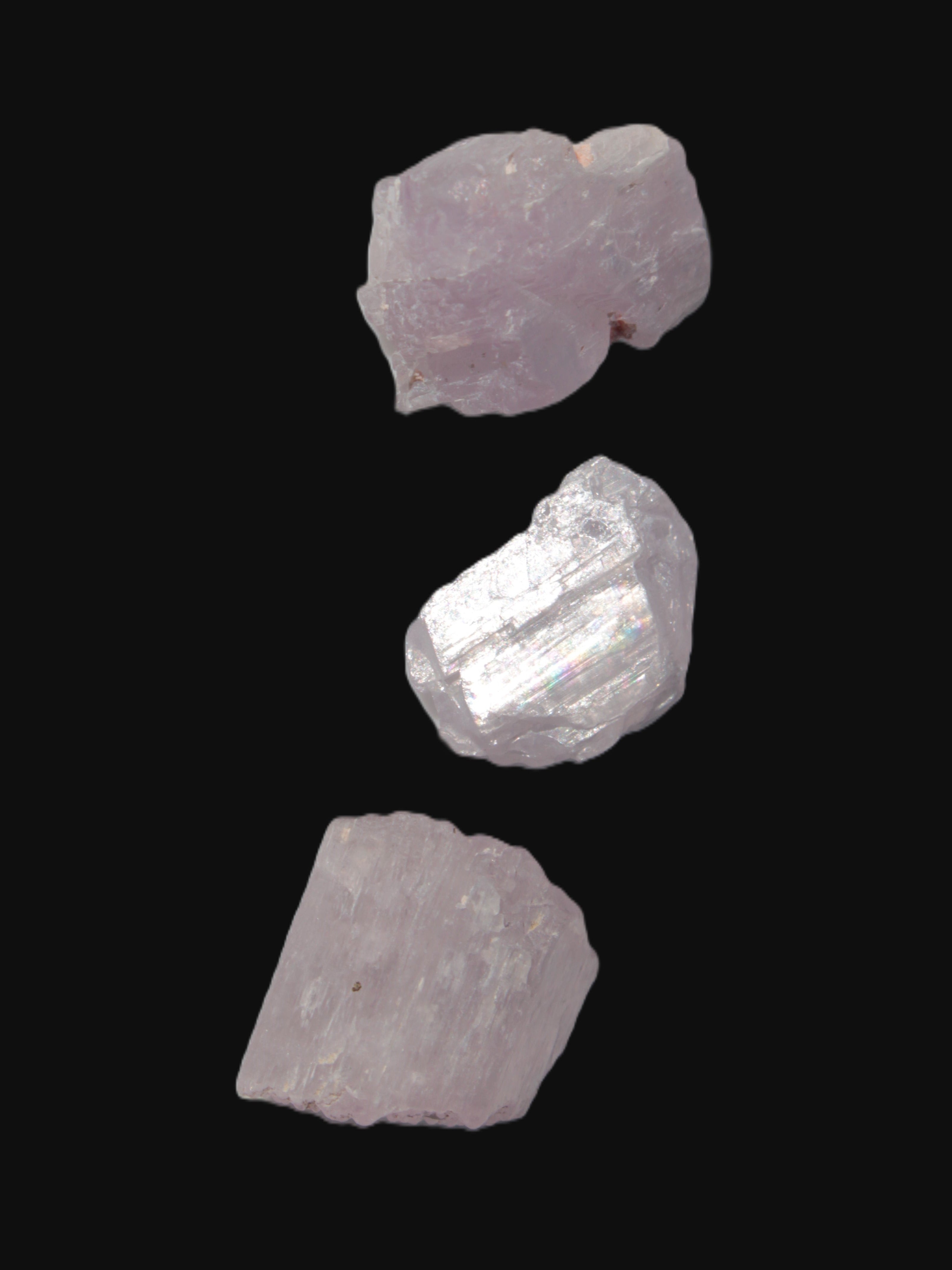 Pink/Lilac Kunzite 3 crystals from Afghanistan 30-33ct 6.0-6.6g in sunshine - Rocks and Things Store