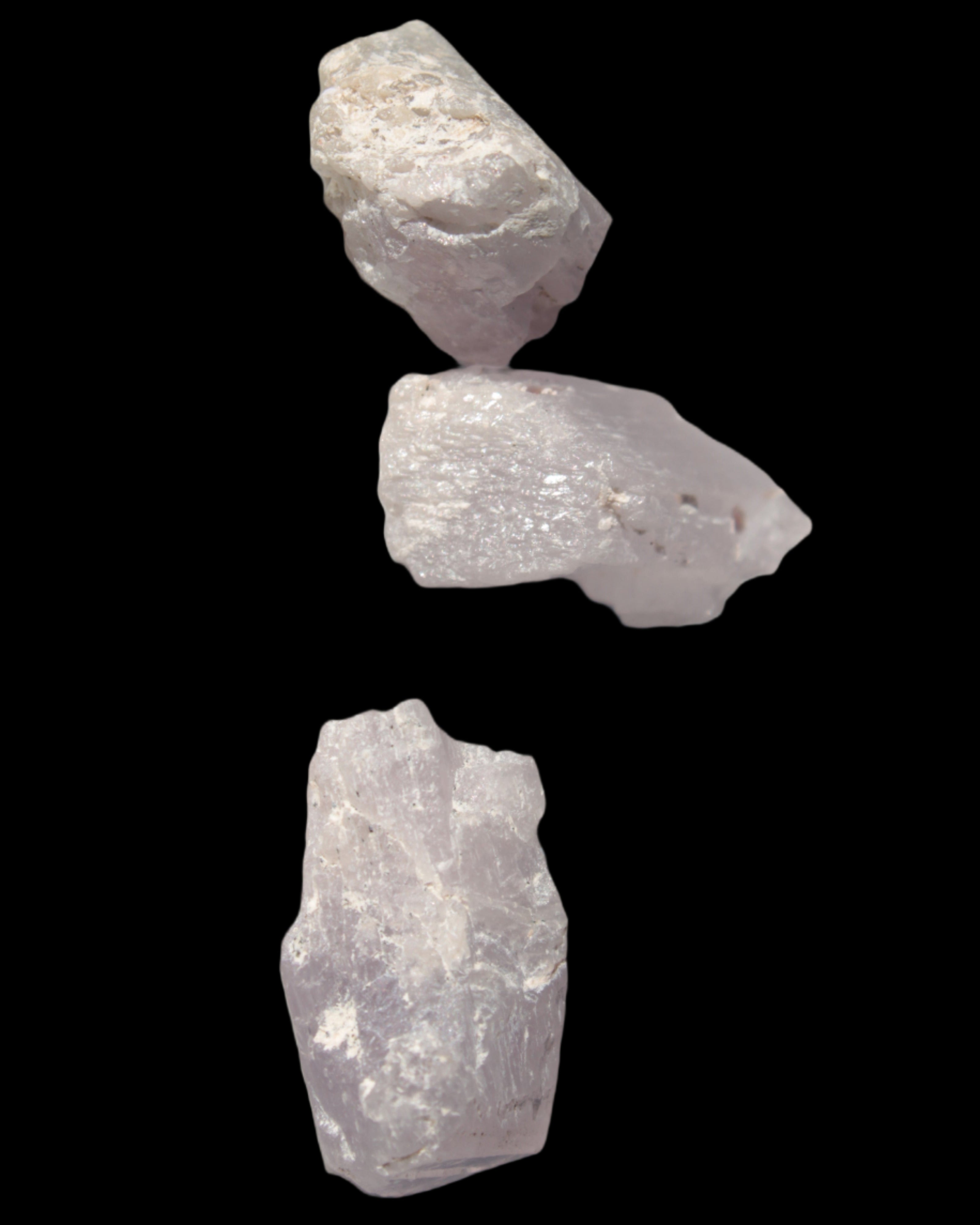 Pink/Lilac Kunzite 3 crystals from Afghanistan 59.5ct 11.9g in sunlight - Rocks and Things Store