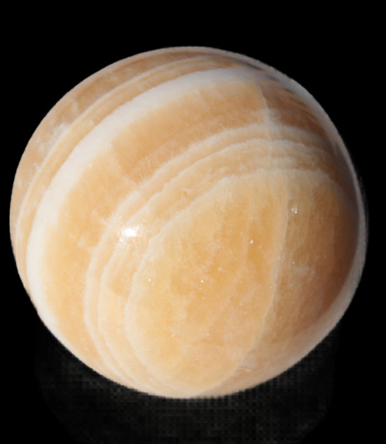 Yellow Calcite sphere 45mm 166g in sunshine - Rocks and Things Store