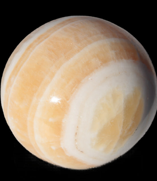 Yellow Calcite sphere 45mm 166g in sunshine - Rocks and Things Store