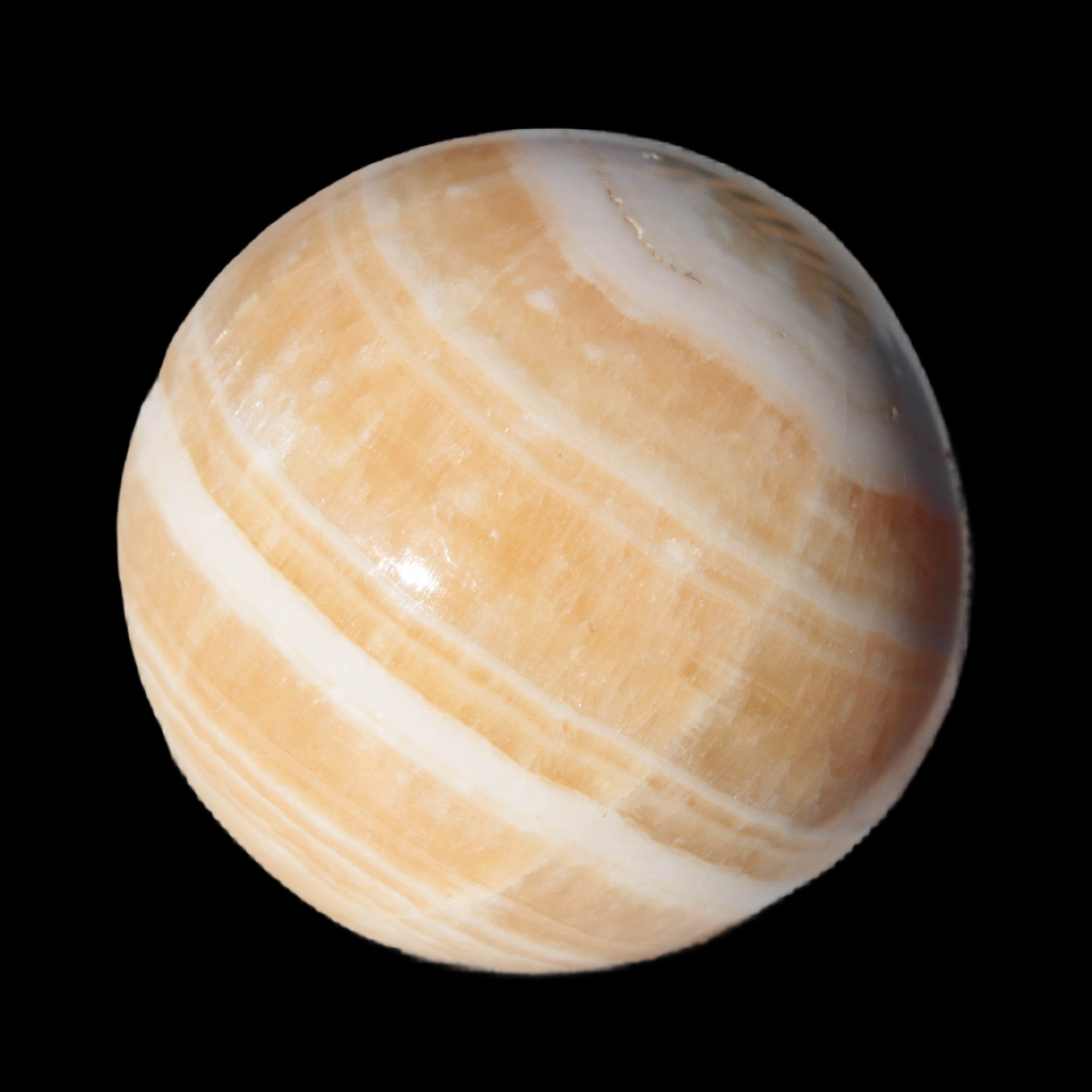Yellow Calcite sphere 45mm 166g in sunshine - Rocks and Things Store