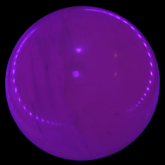 Mangano Calcite sphere 45mm 125g in UV light - Rocks and Things Store