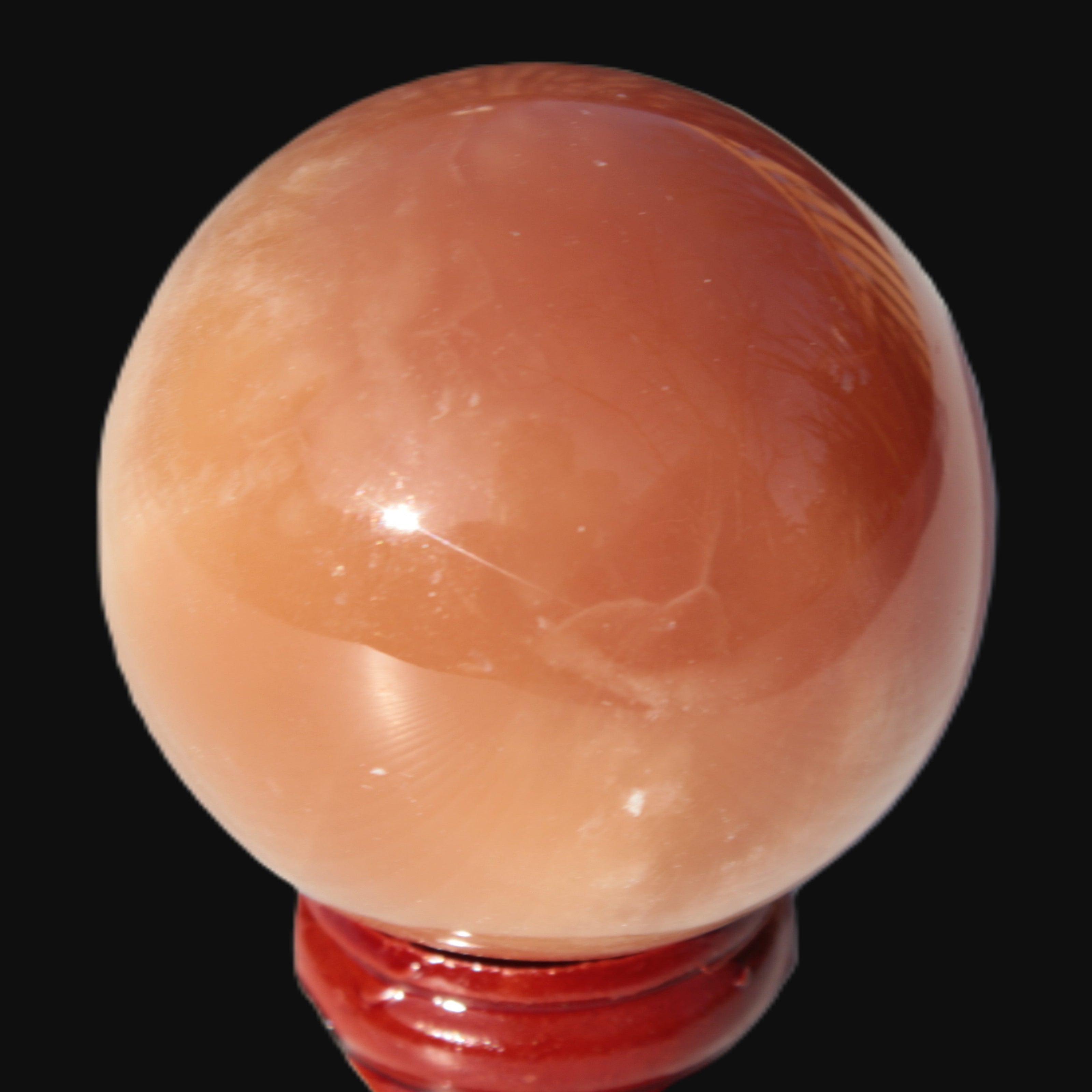 Orange Honey Calcite sphere 51mm 173g in sunshine - Rocks and Things Store