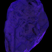 Black Tourmaline on flat-plated clear Calcite matrix from Afghanistan 65.8g in UV light - Rocks and Things Store
