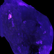 Black Tourmaline on flat-plated clear Calcite matrix from Afghanistan 65.8g in UV light - Rocks and Things Store