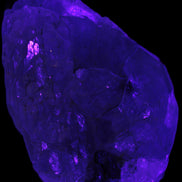 Black Tourmaline on flat-plated clear Calcite matrix from Afghanistan 65.8g in UV light - Rocks and Things Store