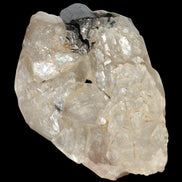 Black Tourmaline on flat-plated clear Calcite matrix from Afghanistan 65.8g in sunlight - Rocks and Things Store